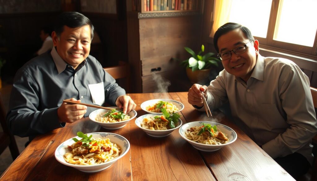 Momen Hangat: Prabowo, Jokowi, Gibran Makan Bakmi Solo