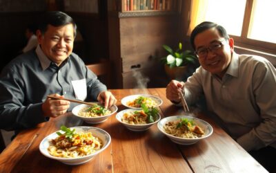 Momen Hangat: Prabowo, Jokowi, Gibran Makan Bakmi Solo